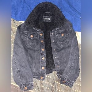 Black Denim Sherpa Jacket